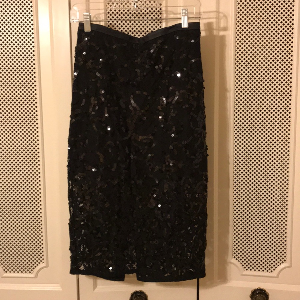 Black sequin midi skirt